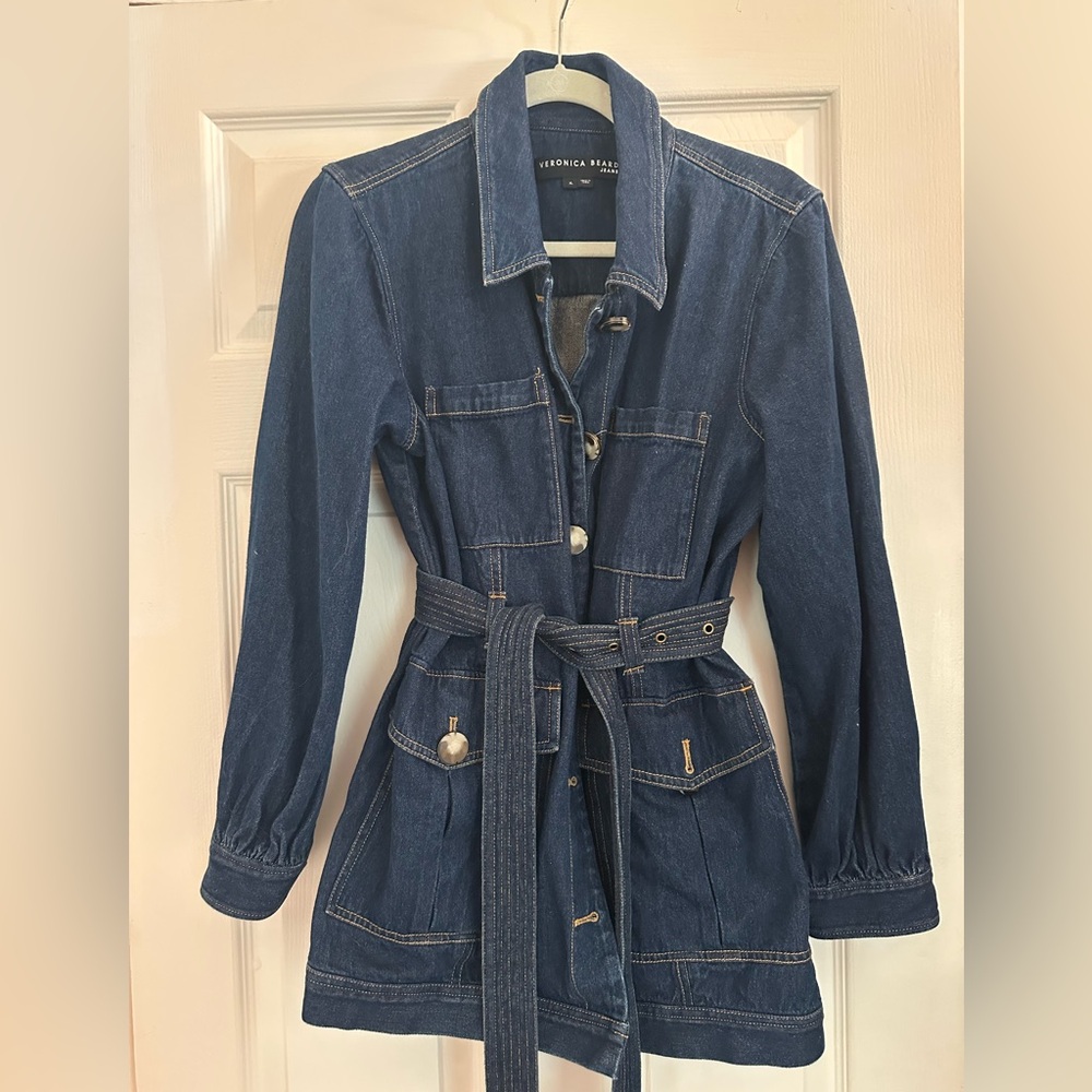 Veronica Beard Blue Denim Shacket Jacket